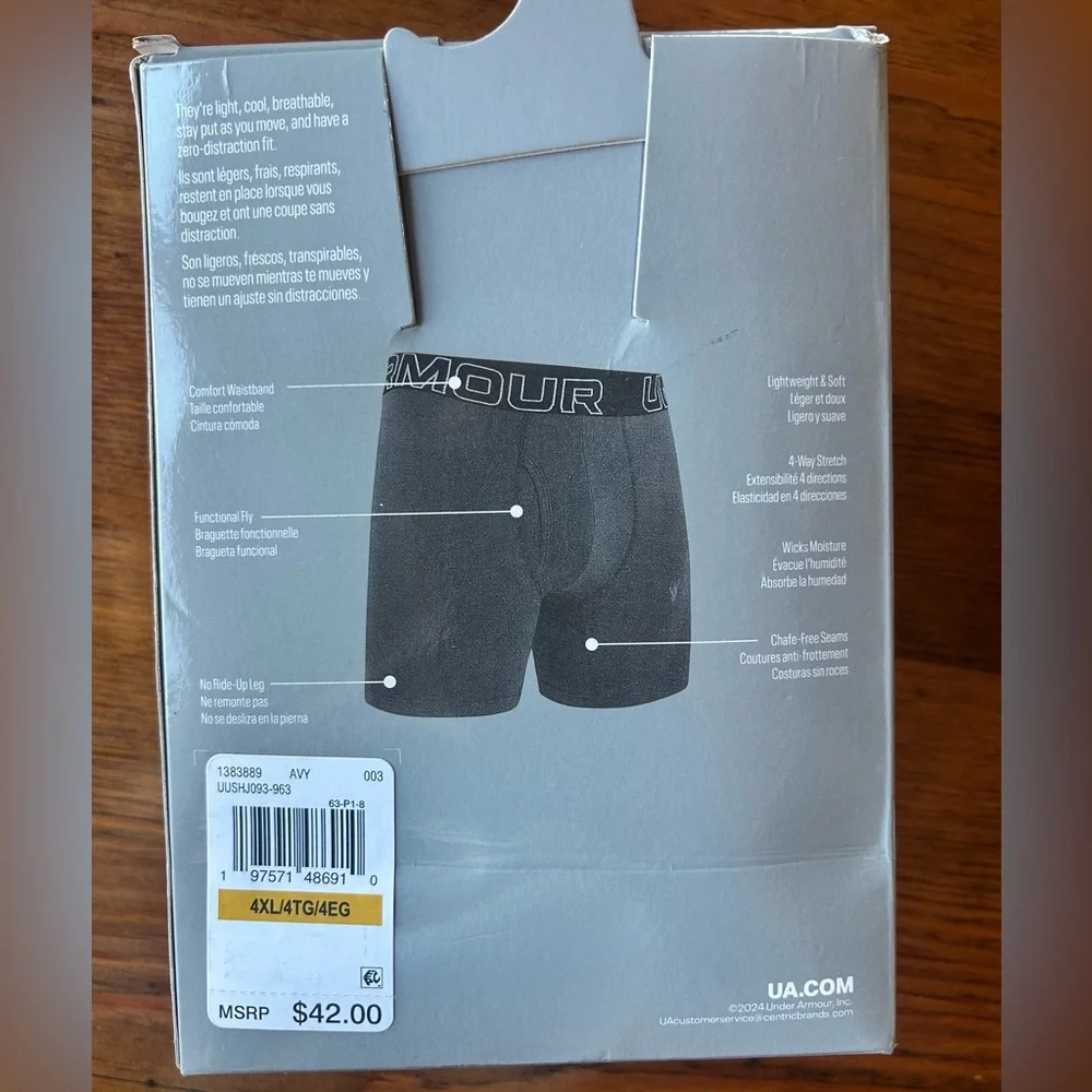 Men’s Under Armour‎ Boxerjock Performance Cotton Boxer Briefs 3pk Size 4XL